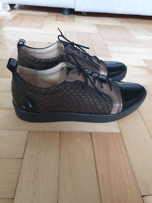 Buty oksfordy brązowe czarne 37 Verona skórzane Nowe