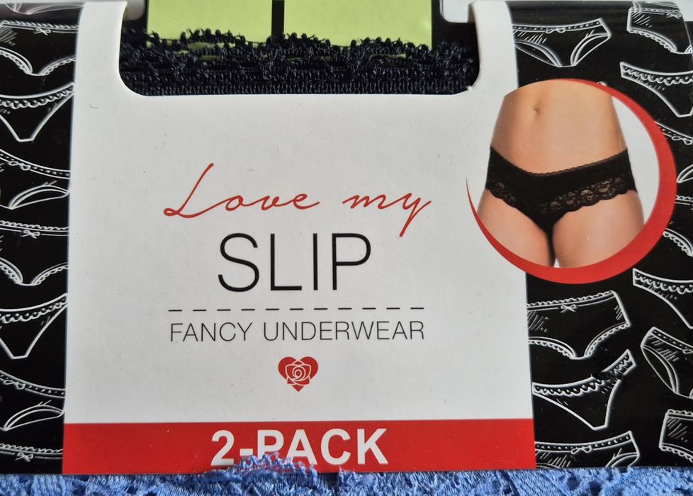 Majtki damskie slipy L 2-pak niebieskie czarne