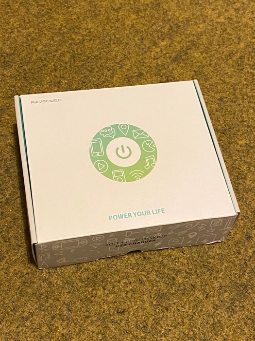 RAVPOWER 4-Port USB Charger, 40W 8A, White, Model RP-UC0764739686010625121