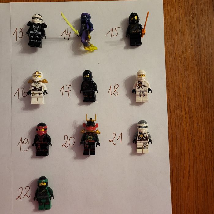 Figurki lego Kay, Jay, Zane itd.