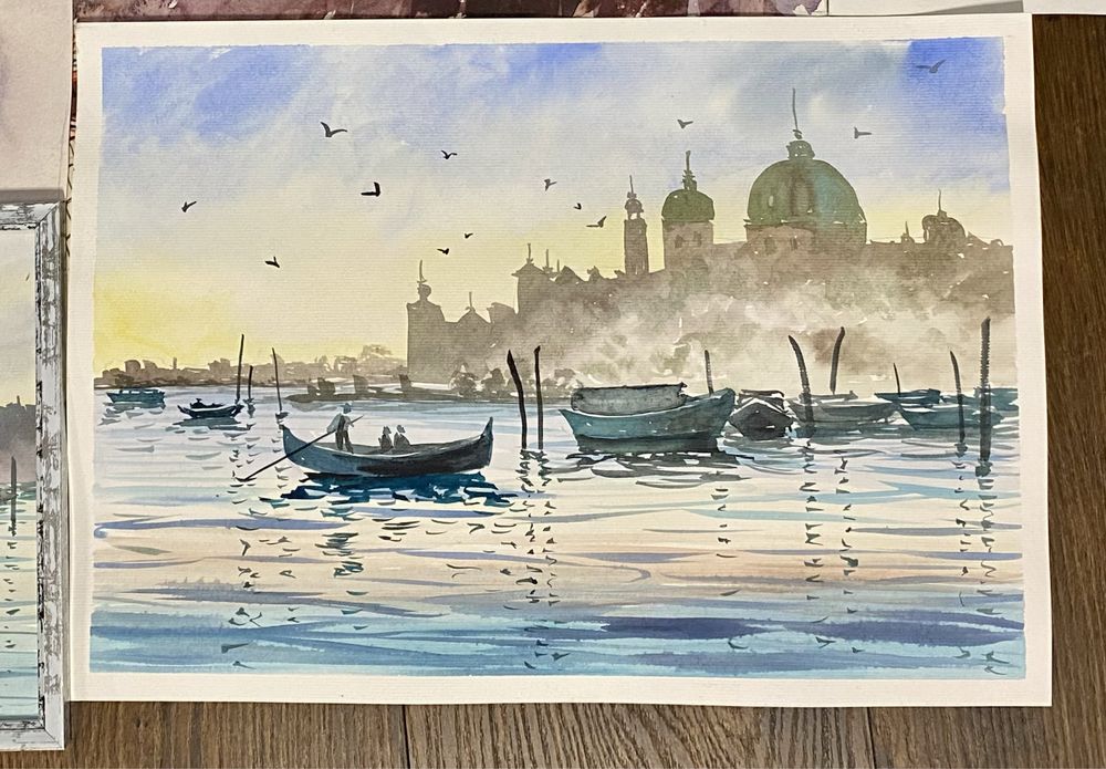 Пейзаж акварель