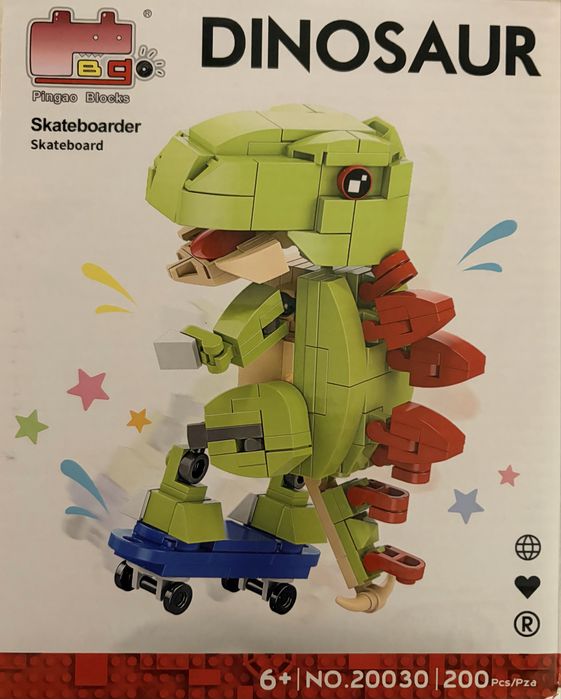 Klocki Pingao Blocks NO.20030 Dinosaur „Skateboarder” 200pcs/pza 6+