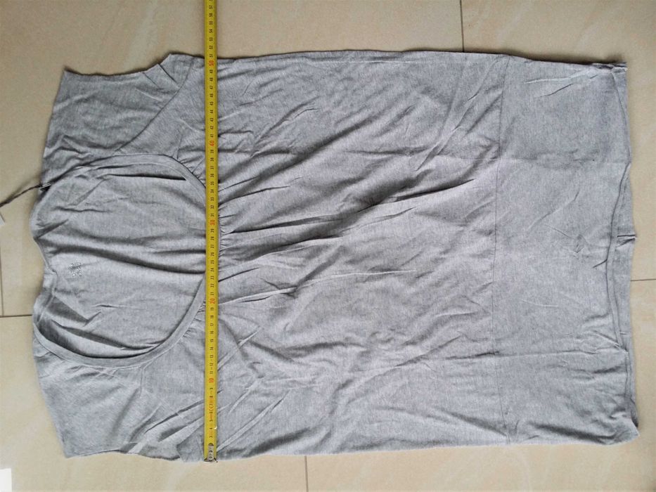 bluzka szara oversize top melanż xl koszulka basic bez rękaw dekolt łó