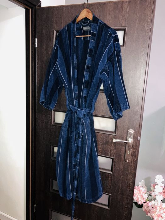 Granatowy ciepły męski szlafrok roz L/XL