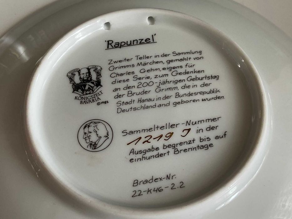 Talerz porcelana dekoracyjny kolekcjonerski "Rapunzel" Bavaria