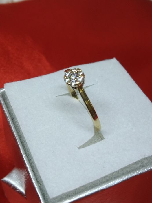 Piękny złoty pierścionek z cyrkoniami, złoto 585, rozmiar 12