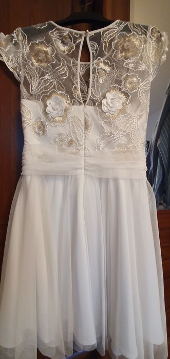 Sukienka biała L , koronka , tiul r 40 Komunia,  Wesele, Poprawiny itp