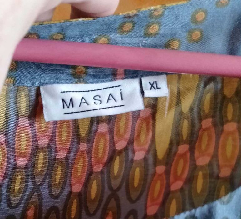 bluzka szara wzór musztardowy i koral 44 XXL*Masai*