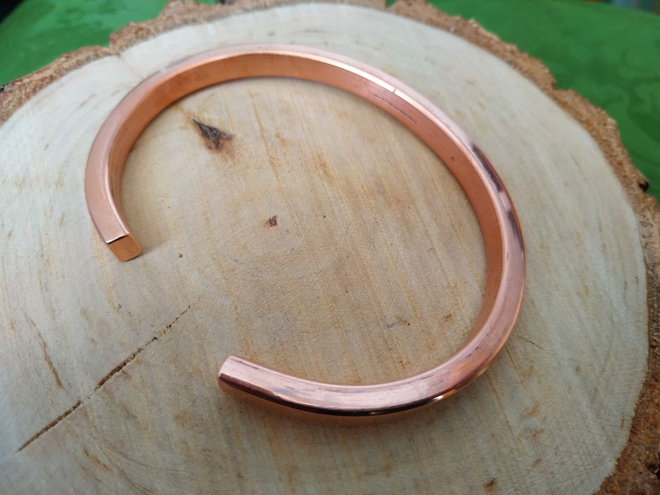 Bardzo gruba męska Miedziana bransoletka zdrowotna Handmade