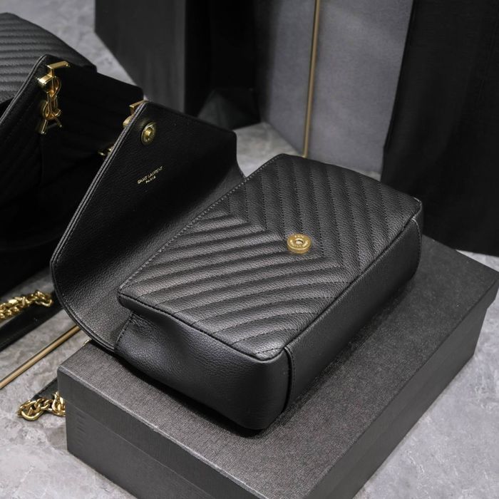 Сумка Yves Saint Laurent College , чорна шкіряна сумка YSL, жіноча сумка кожаная