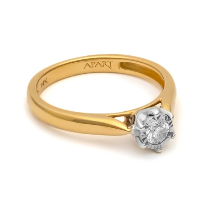 Złoty Pierścionek pr. 585 z Diamentem 0,17 ct