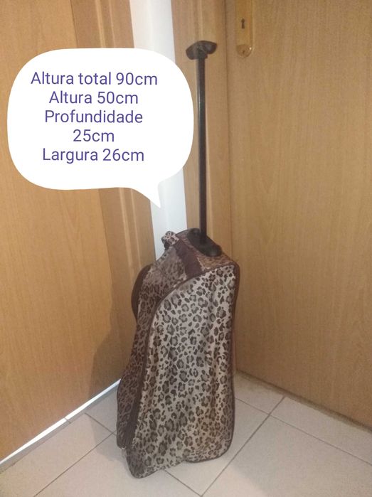 Mala viagem trolley padrão leopardo 50x25cm