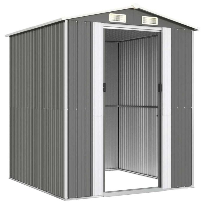 Abrigo de Jardim 192x191x223 cm em Aço Galvanizado Cinzento-Claro
