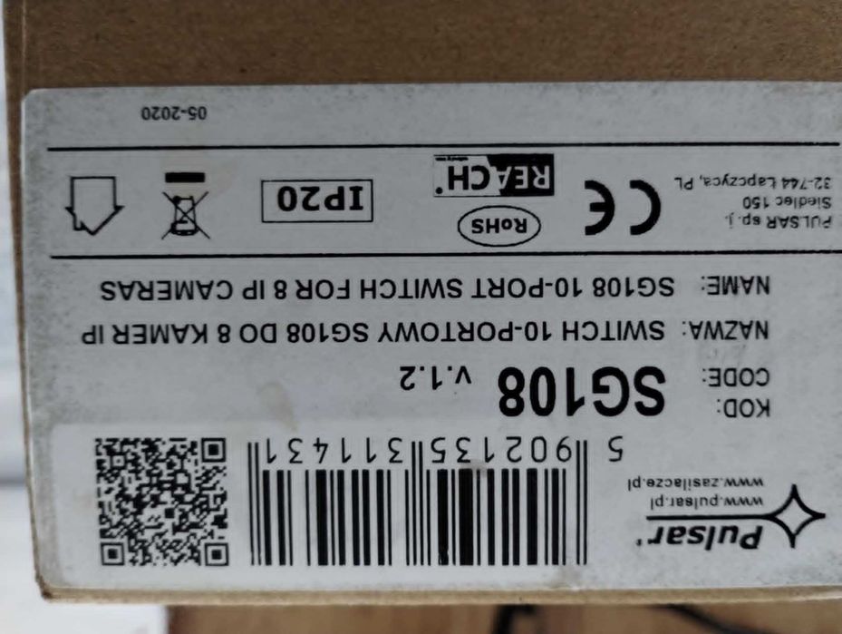 SG108 to 10-portowy switch PoE przeznaczony do zasilania kamer IP