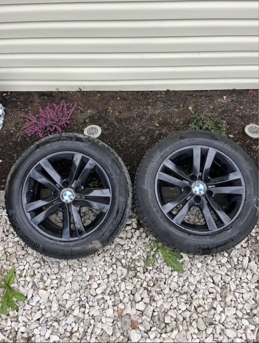 Felgi z oponami zimowymi BMW R16 Czarny Połysk | 5x120 | Continental / Uniroyal