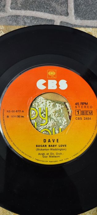 Vinil Single 7" Dave – Sugar Baby Love (1974) - Edição Portuguesa CBS