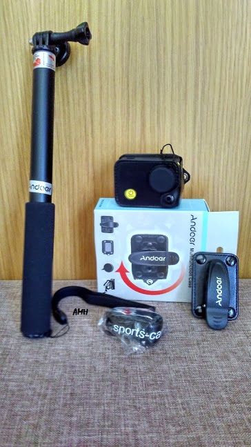 Andoer câmara de acção, bolsa e bastão extensível