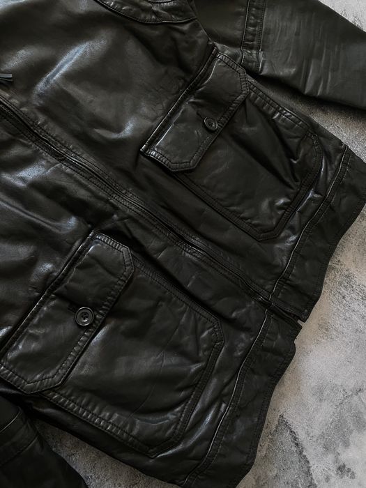 Винтажная кожаная куртка Gap чёрная мужская оригинал