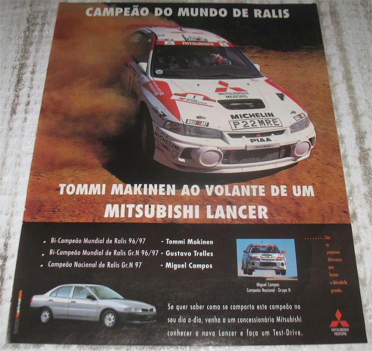 Poster- Mitsubishi Lancer EvoIV - Campeão Mundial 1998 - Tommi Makinen