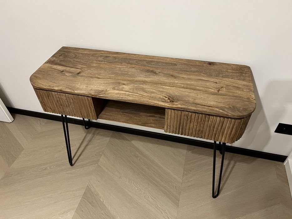 Toaletka, biurko, drewno mangowe, czarne nogi, ręcznie wykonana