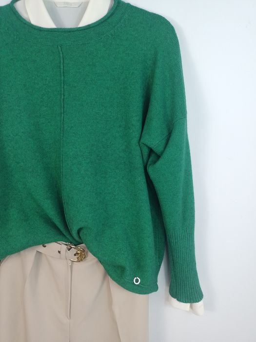 Zielony sweter  oversize miękki luźny wygodny 44 46