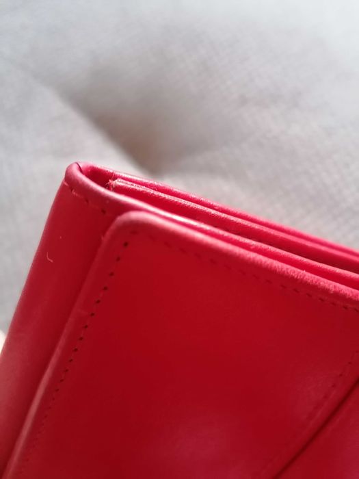 Czerwony skórzany damski portfel Samsonie duży