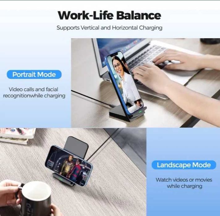 Szybka Ładowarka 15W Podstawka Bezprzewodowa 2szt