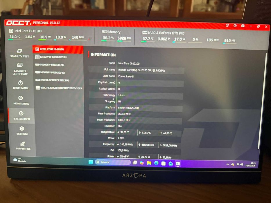 PC Gaming i3-10100 | 16GB RAM | MSI GTX 970 4GB | SSD 512GB