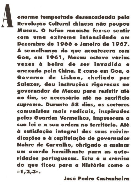Os 58 Dias que Abalaram Macau de José Pedro Castanheira [Portes Incs]