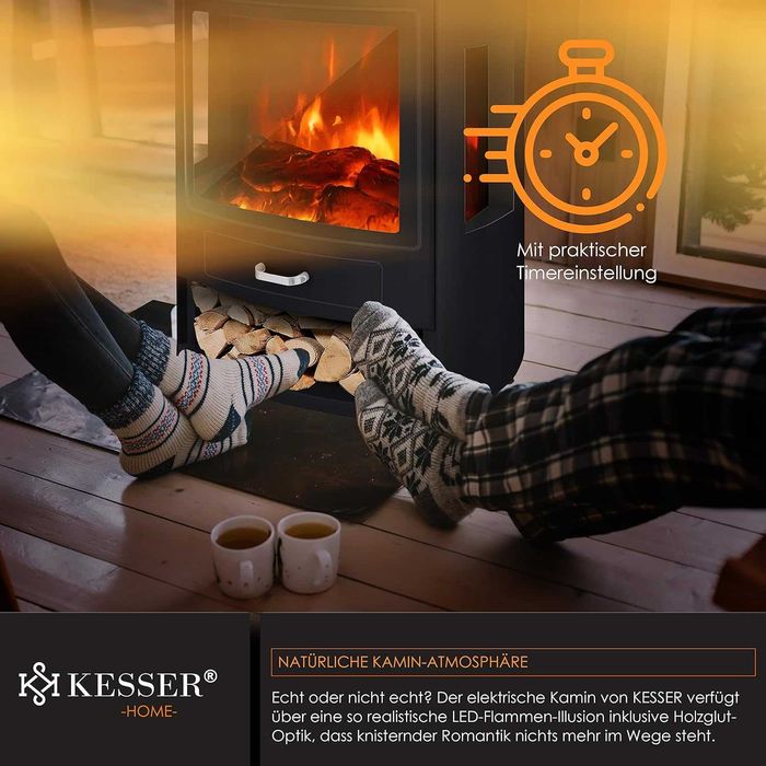 KESSER® Prio elektryczny kominek z efektem płomienia pilot  950/1900 W