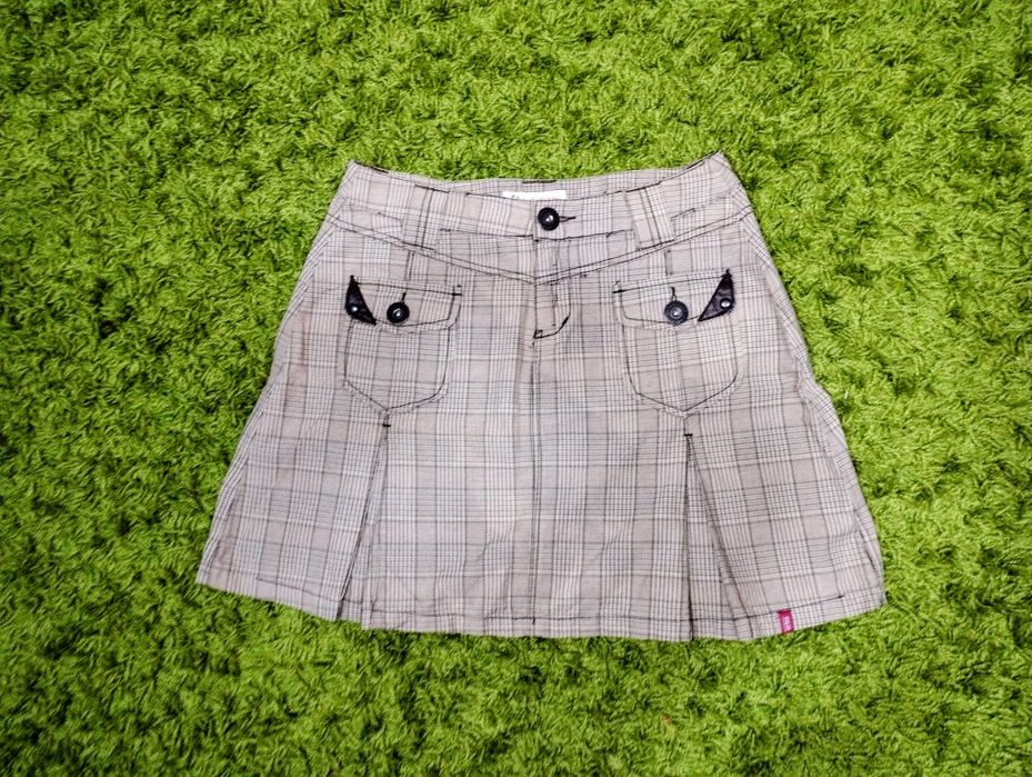 Спідниця коричнева бежева у клітинку