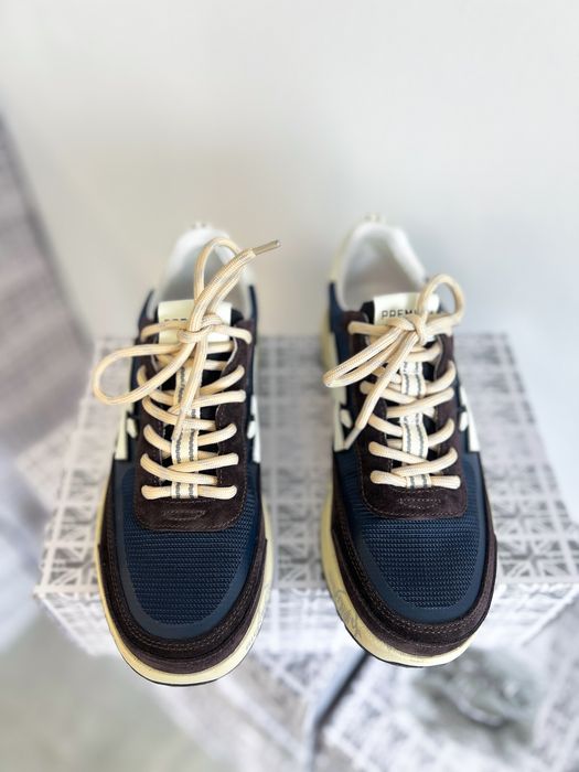 Premiata Lander 483 Navy / Brown / Cream — чоловічі кросівки,