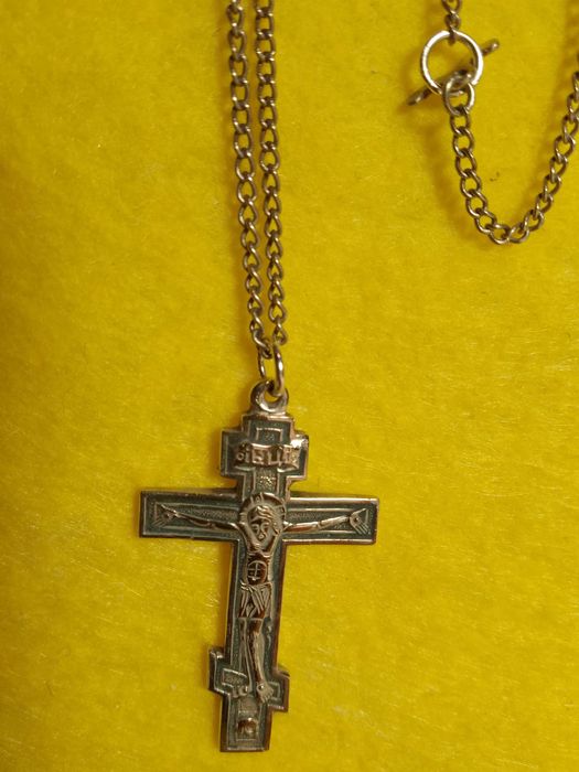 Хрестик срібний на срібному  ланцюжку