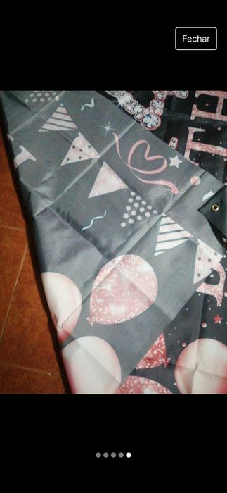 Pano decorativo 180*112, happy birthday 14 anos, como novo.