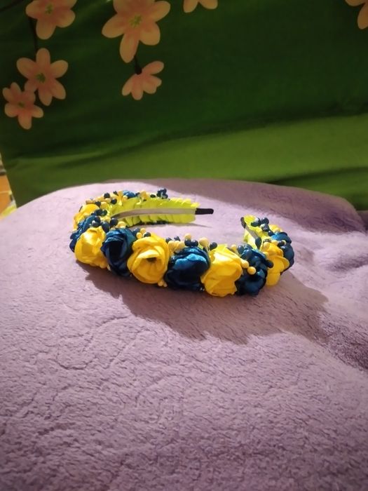 Обруч-віночок на голову жовто-блакитний, патріотичний.