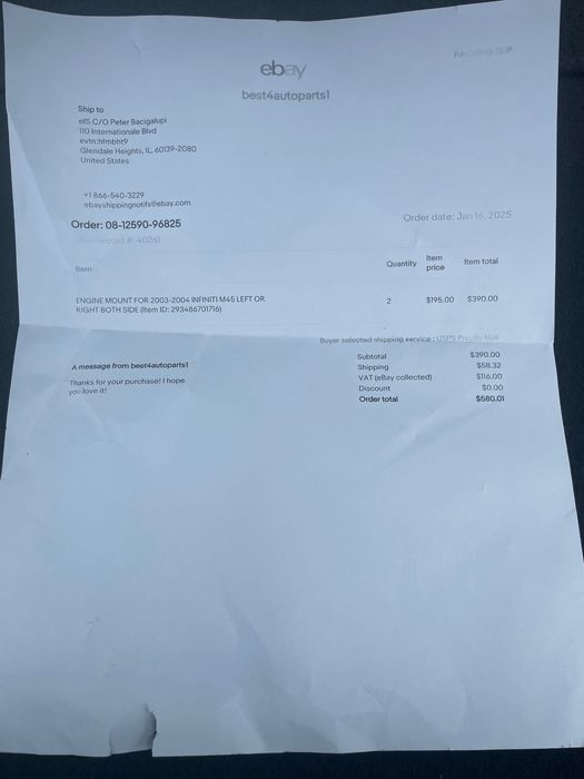Suportes de Motor Novos para Infiniti M45 – Esq. e Dir.