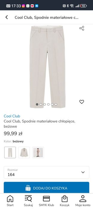Garnitur beżowy/kremowy dla chłopca rozmiar 164 cm