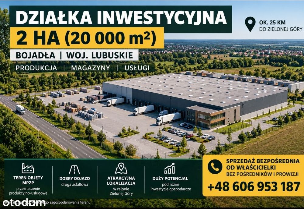 Działka Inwestycyjna 20 000 M² (2 Ha) | Bojadła, Woj. Lubuskie