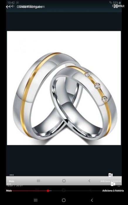 Fio a lágrima e brincos iguais, alianças de comprimisso