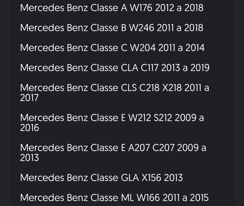 Piscas Mercedes Benz Classe A