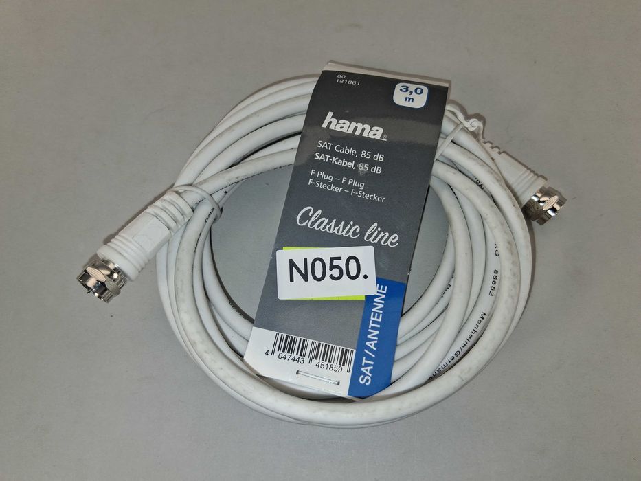 N050 Kabel SAT Hama 3m 85dB Classic Line Wtyk F-F Antenowy