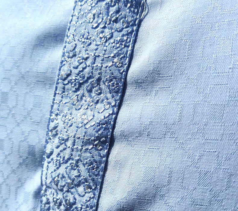 Męska tunika orientalna L niebieska wiskoza kameez kurta Indie boho