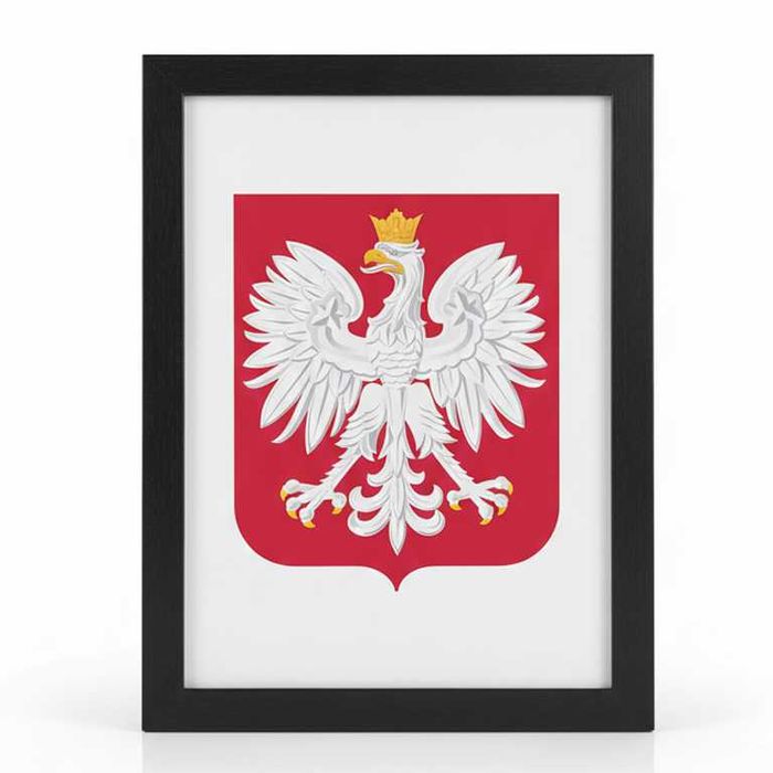 Godło Polski A3 w drewnianej | ramce patriotyczne | biuro szkoła urząd