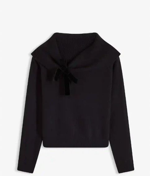 B.P.C sweter czarny z dekoltem carmen z wiązaniem r.36/38