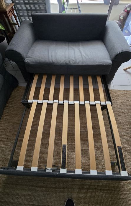 Sofá cama tecido cinzento