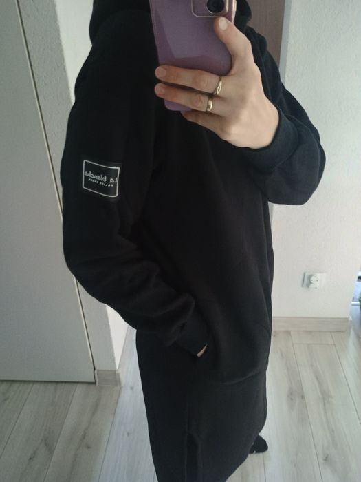 Sukienka tunika czarna ocieplana z kapturem La Blanche 36