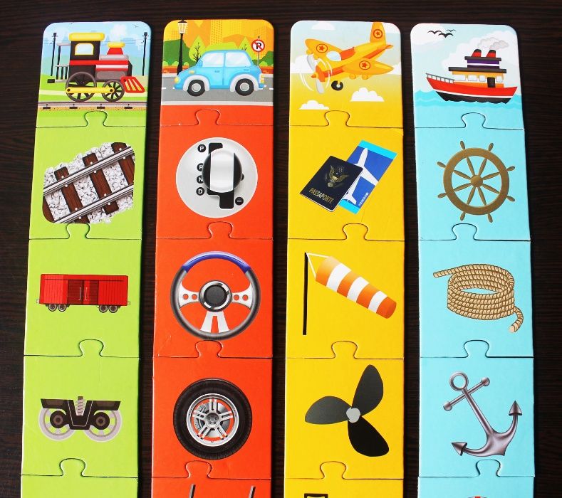 Conjunto de 4 puzzles de lógica cada um com 6 peças da EDUCA