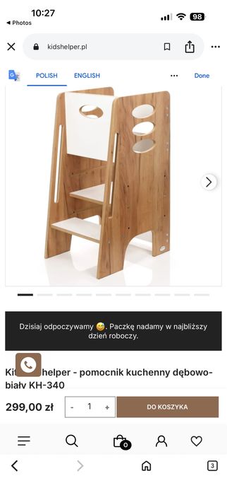 Kitchen helper - pomocnik kuchenny dębowo-biały KH-340