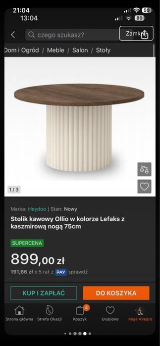 Stolik kawowy kaszmirowy