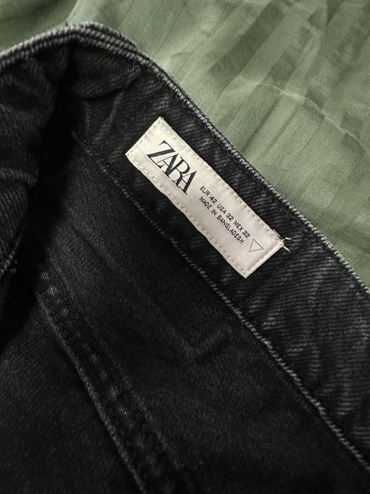 zara zip flared black pants jeans XL